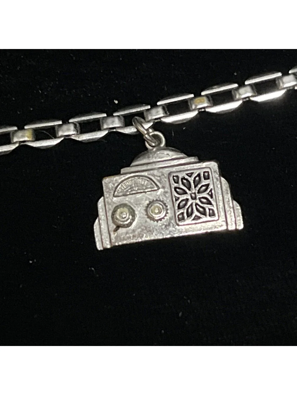 Silver Tone Drama Comedy Radio Music Themed Charm Bracelet Six  Charms Vintage